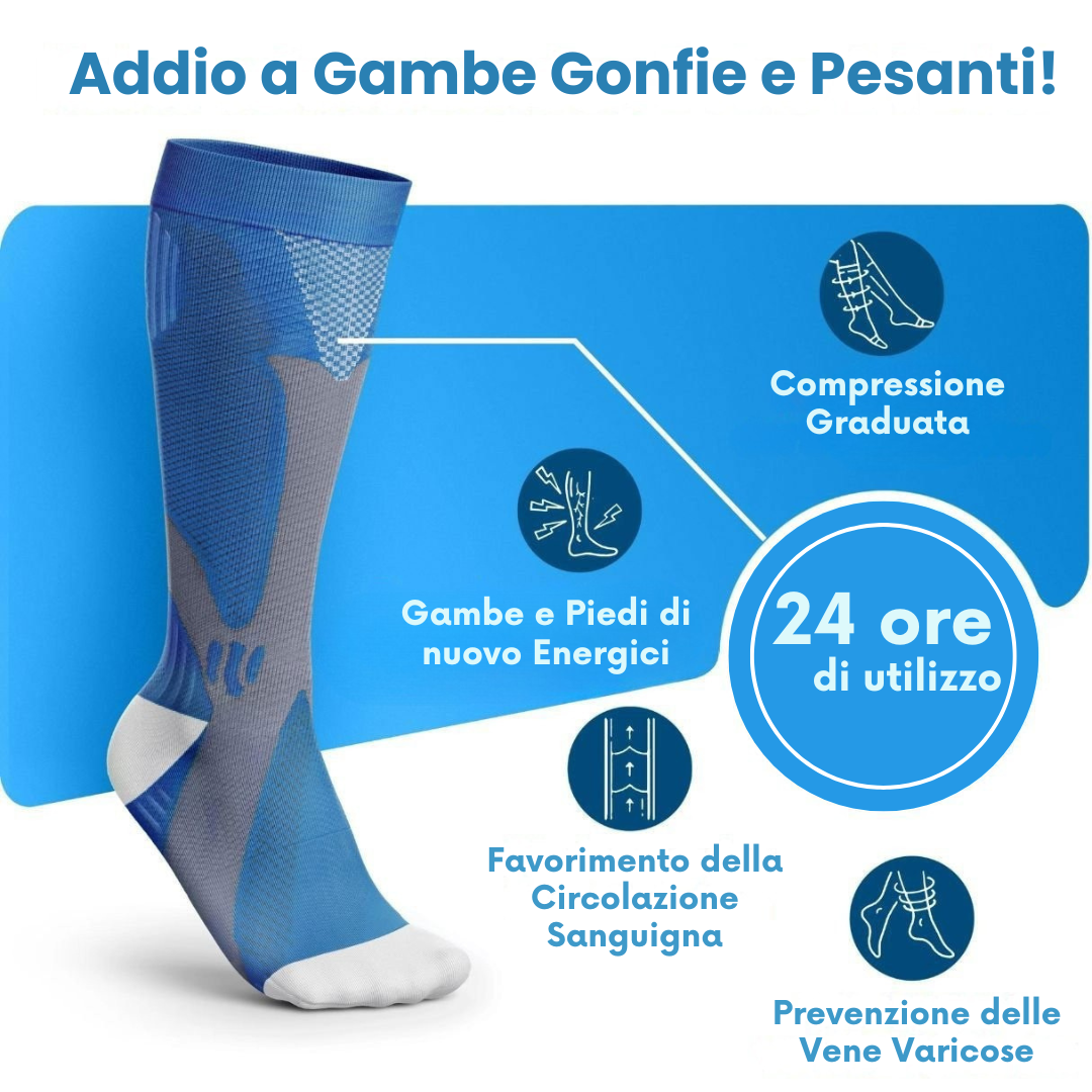 Calze a Compressione Graduata per Gambe Gonfie e Pesanti