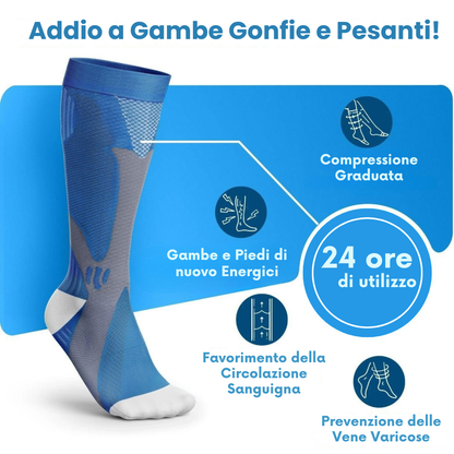 Calze a Compressione Graduata per Gambe Gonfie e Pesanti