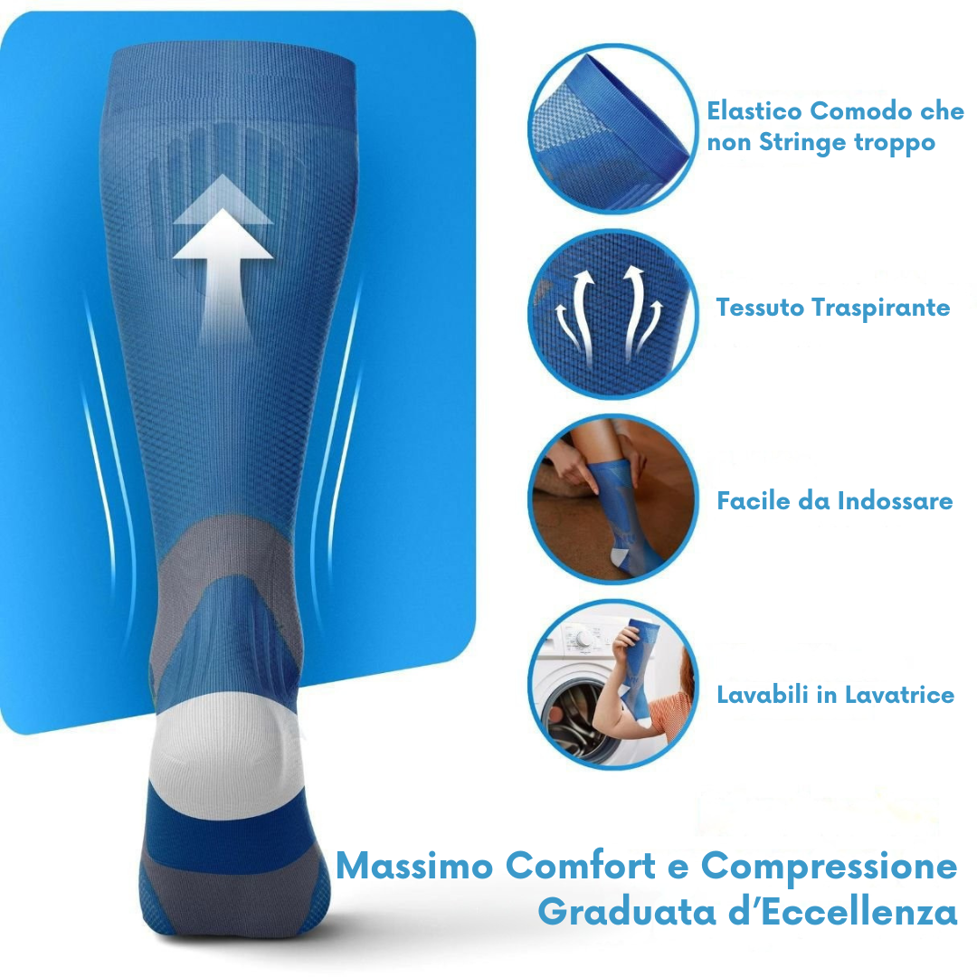 Calze a Compressione Graduata per Gambe Gonfie e Pesanti