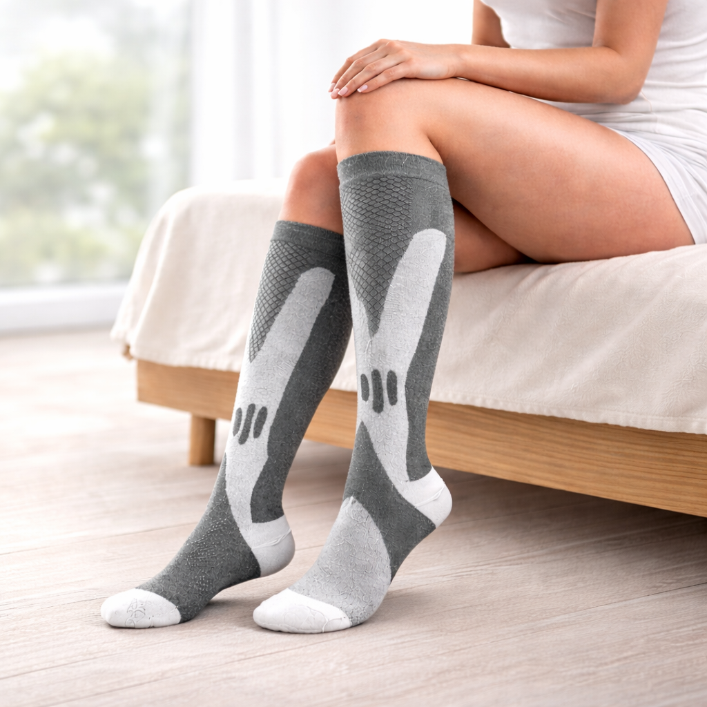 Calze a Compressione Graduata per Gambe Gonfie e Pesanti