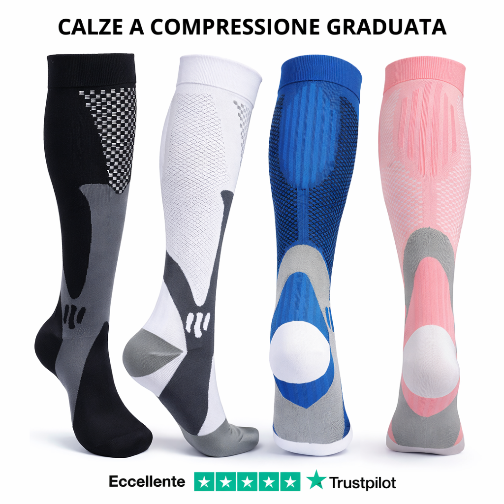 Calze a Compressione Graduata per Gambe Gonfie e Pesanti