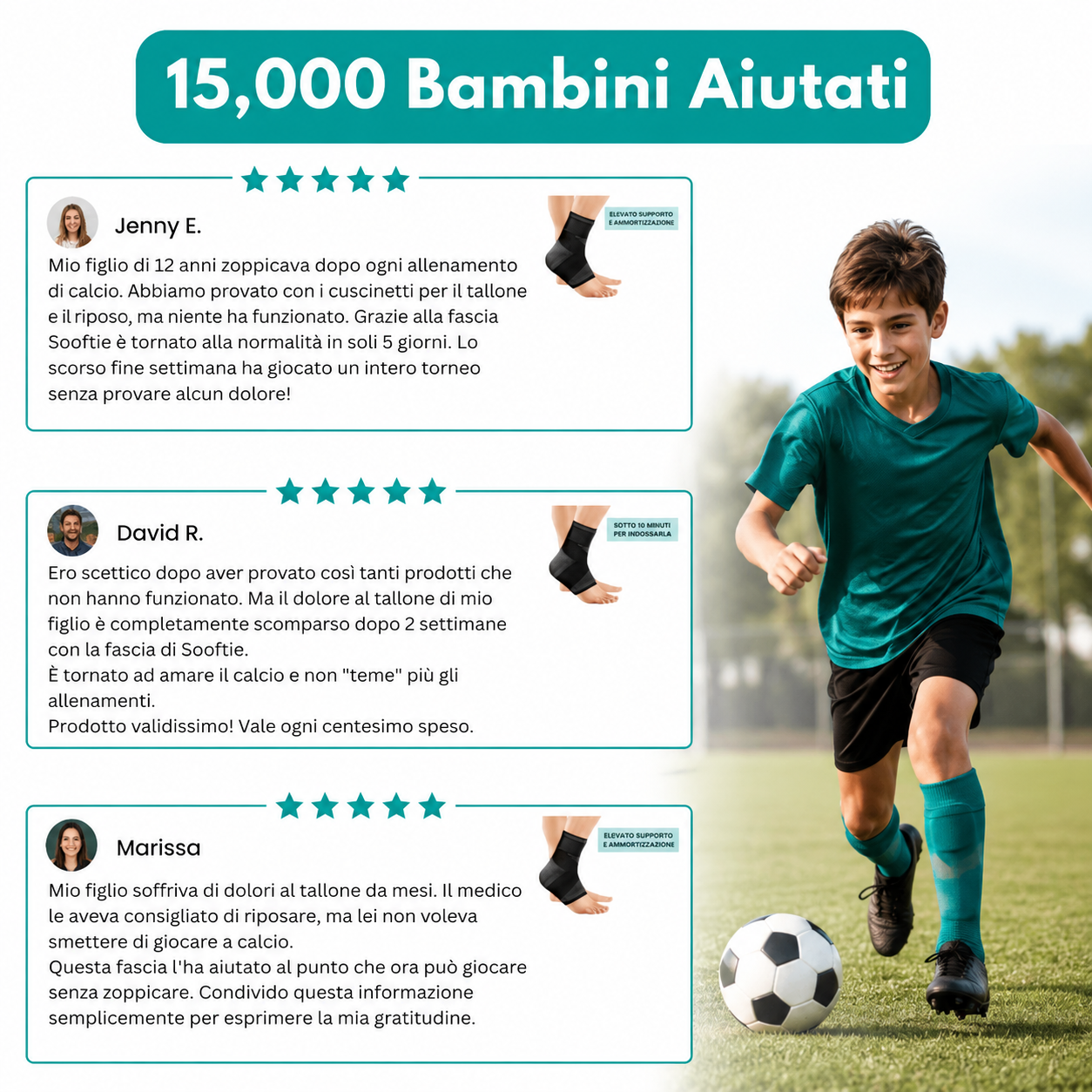 Sooftie ComfortHeel |Supporto per dolore al tallone nei giovani sportivi