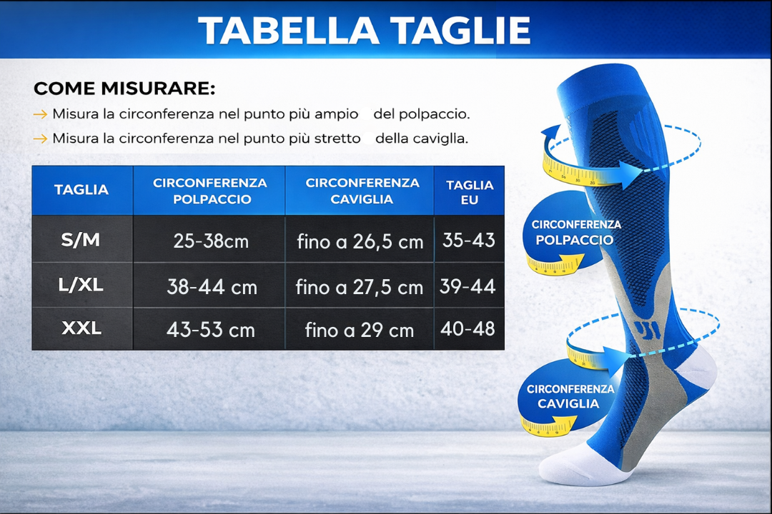 Calze a Compressione Graduata per Gambe Gonfie e Pesanti